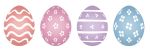 Grafik mit vier Ostereiern in Pastellfarben